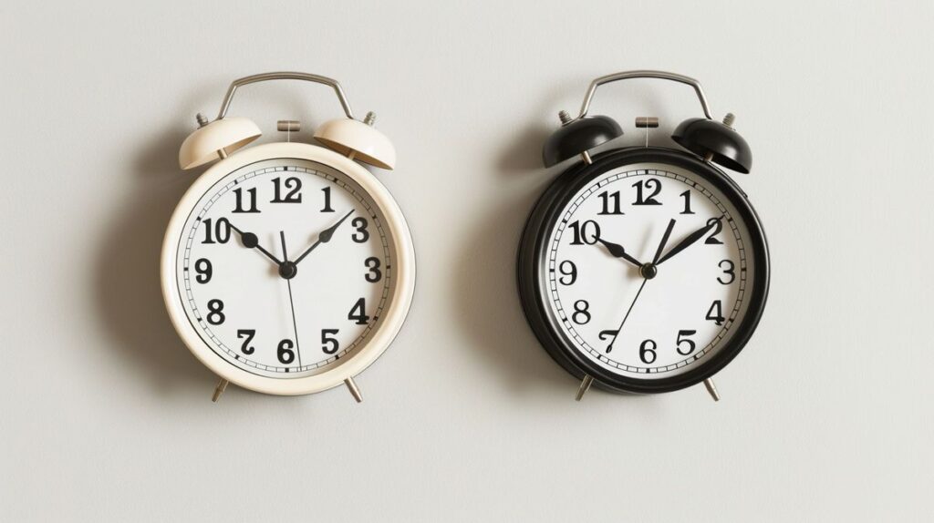 Doppeluhrzeit Bedeutung illustriert durch eine Uhr, die 15:15 anzeigt